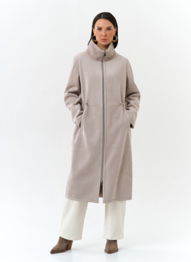 Светлая дубленка из эко замши