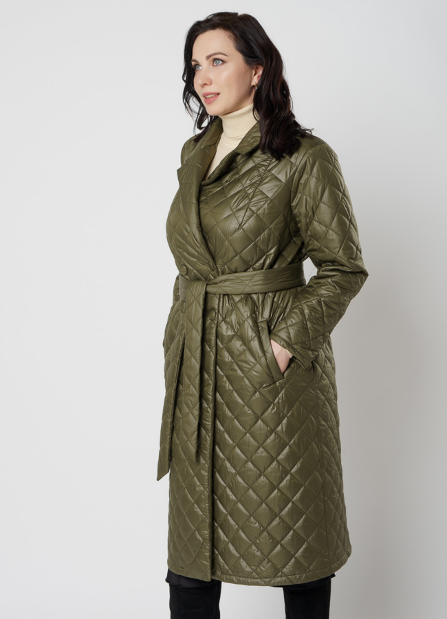 Женское демиезонное пальто зеленого цвета модель № 46 универмаг малина