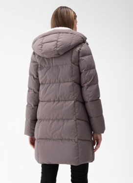 Комбинированный женский пуховик с капюшоном