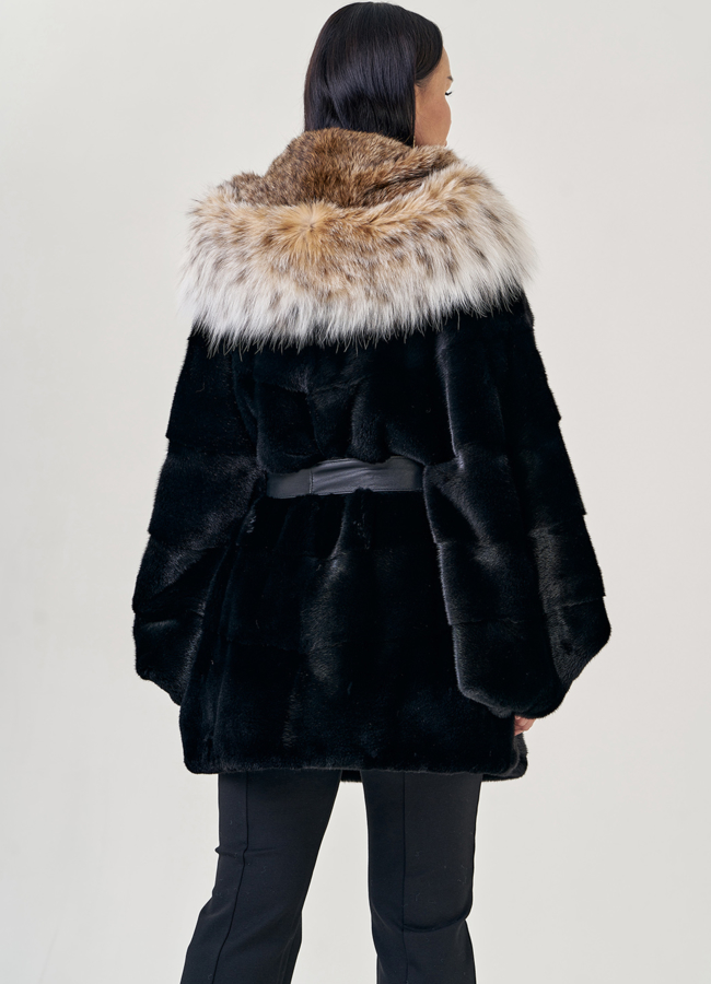 Шуба из норки с рысью модель № 78846 в кредит