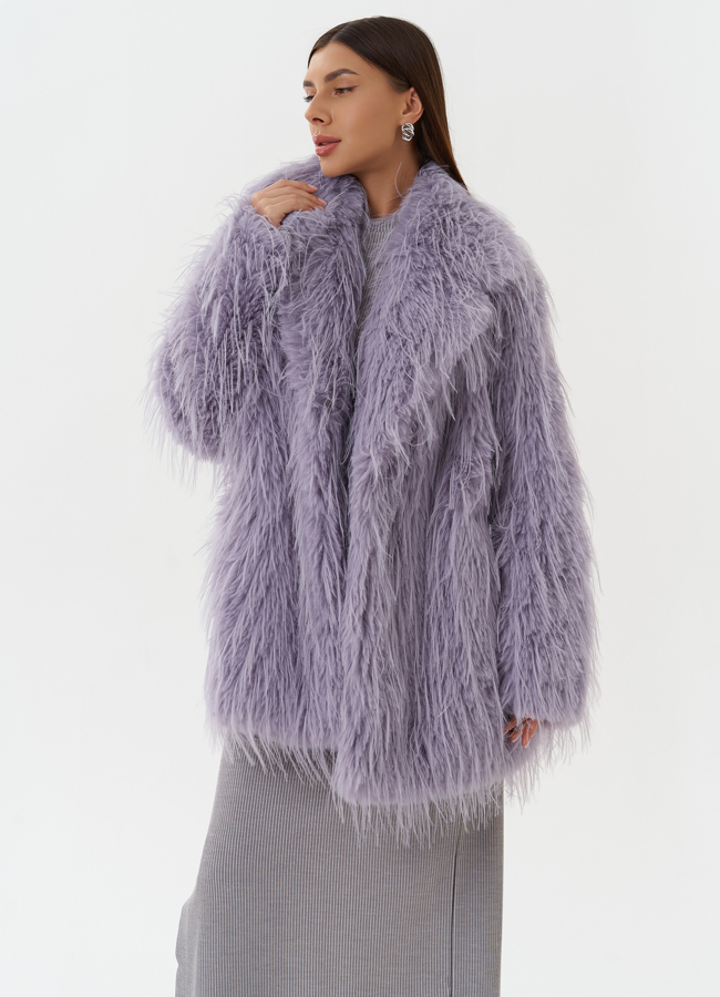 Шуба под эко страуса с поясом модель № 27811 универмаг малина