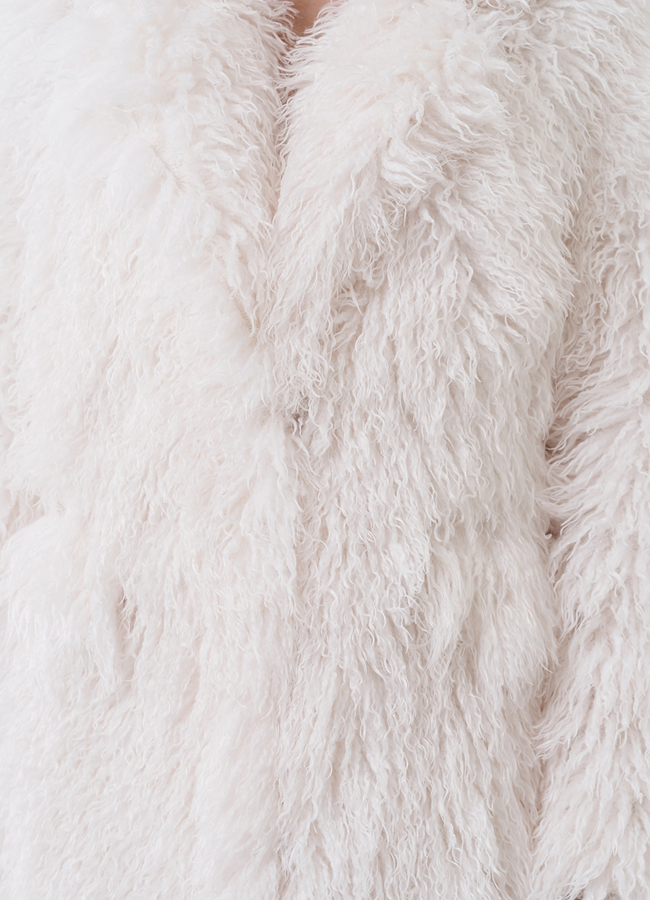 Пальто из экомеха удлиненное  модель № 81232 универмаг малина