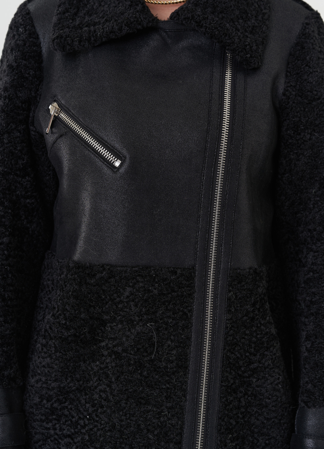 Комбинированная эко дубленка модель № 26734 универмаг малина