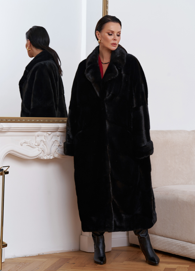 Женская длинная шуба из меха скандинавской норки модель № 27602 в кредит Женская длинная шуба из меха скандинавской норки модель № 27602 в кредит