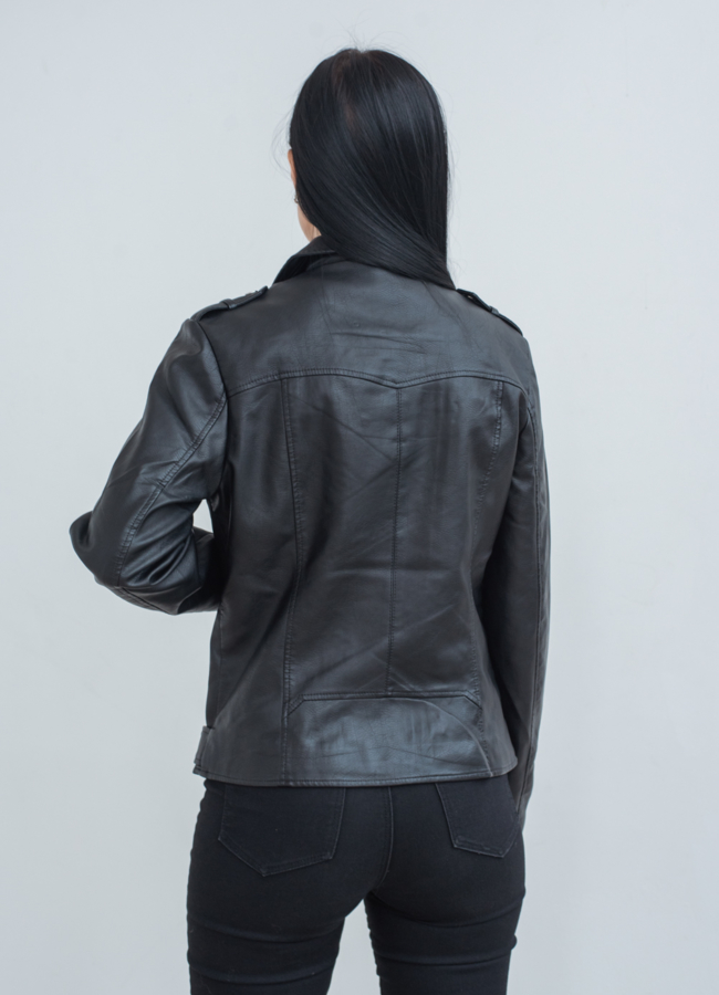 Куртка женская черного цвета из эко кожи модель № 22867 универмаг малина