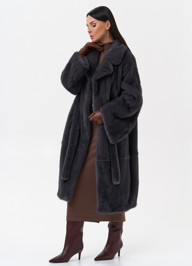 Норковая шуба с английским воротником  модель № 29166 универмаг малина