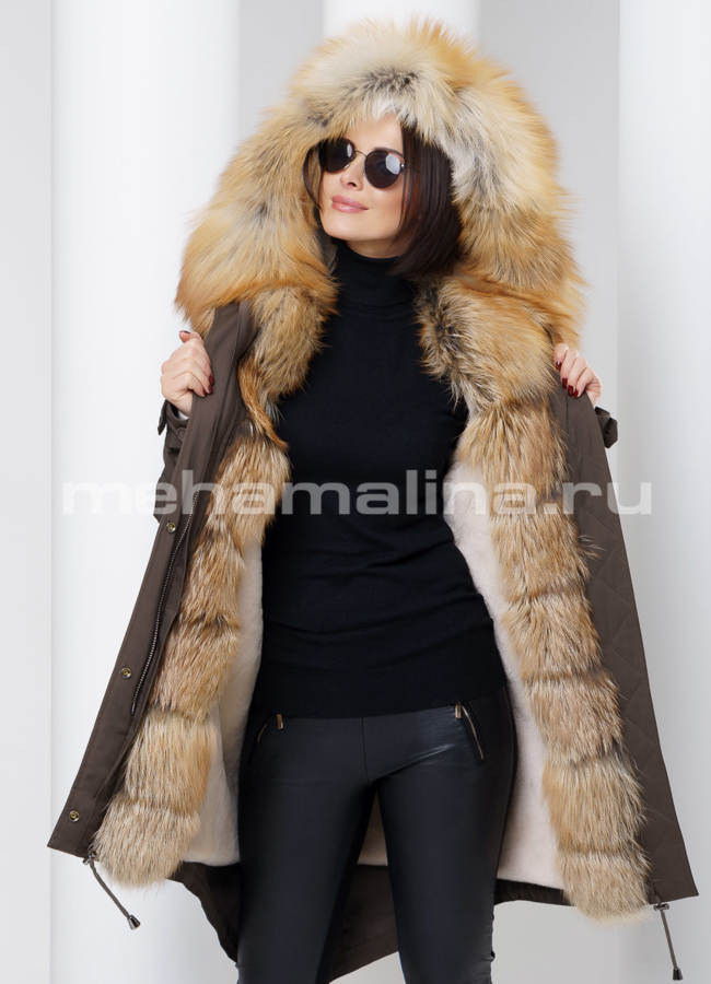 Парка на меху Malina siberian wear модель № П-100 меха малина