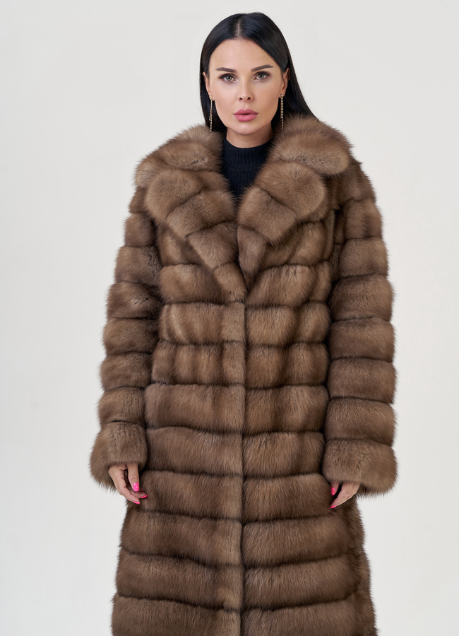 Длинная шуба из куницы модель № 78935 универмаг малина