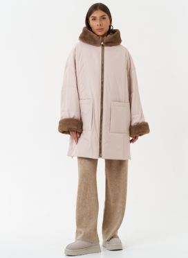 Пуховик с отделкой из эко меха под норку