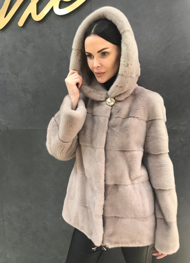 Шуба из скандинавской норки EGO модель № SP/85 меха малина