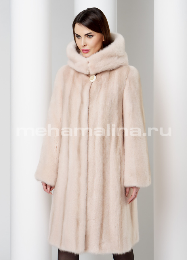 Светлая шуба из норки модель № S-569 универмаг малина