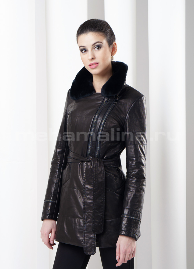 фото Кожаный френч на двух молниях модель № K-188