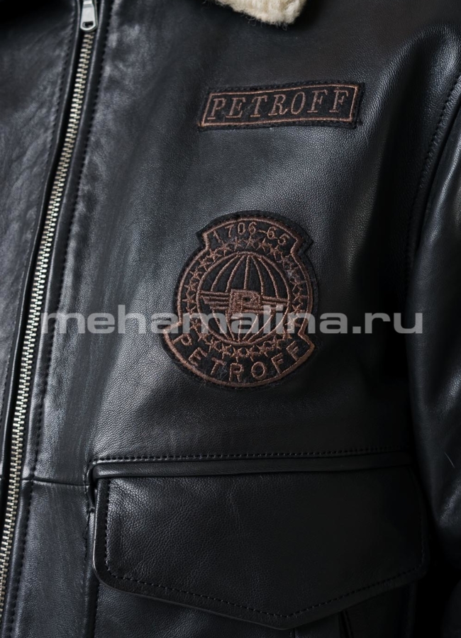 Кожаная утепленная куртка модель № KP-220 универмаг малина