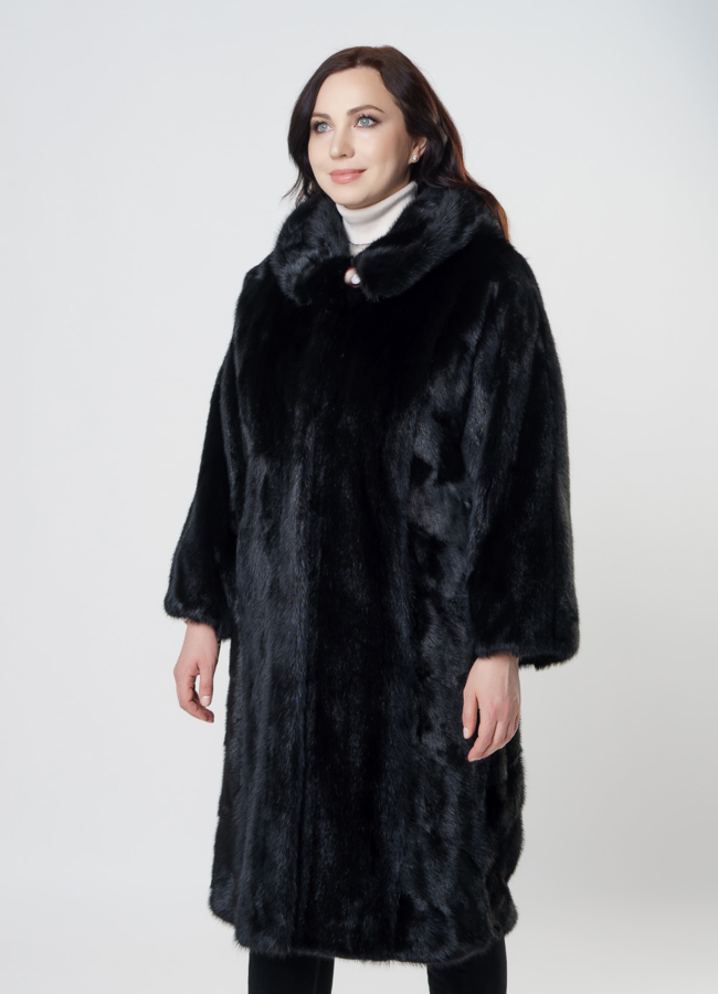 Длинная шуба из норки модель № S-1009 универмаг малина