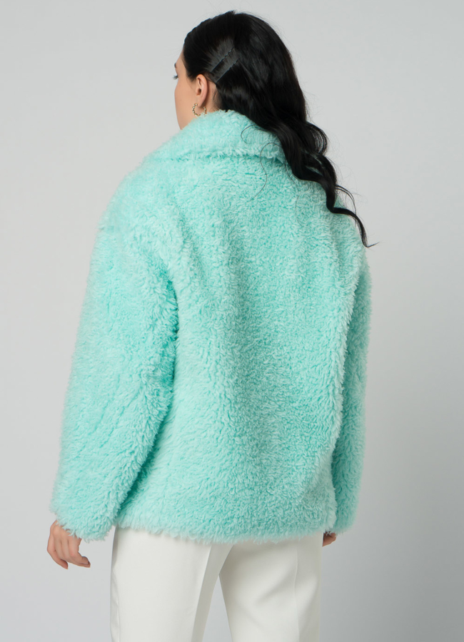 Куртка из эко меха в голубом цвете модель № 21997 в рассрочку