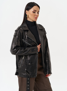 Удлиненная кожаная куртка-косуха Удлиненная кожаная куртка-косуха