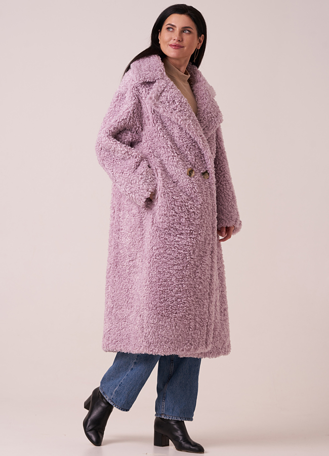 фото Пальто из эко шерсти прямого силуэта на пуговицах модель № 211