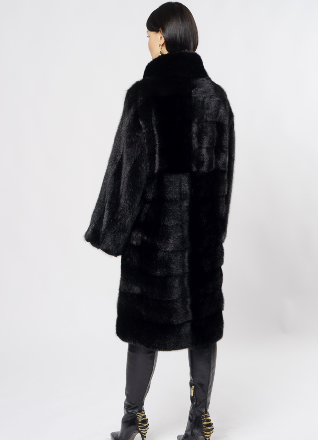 Норковая шуба в черном цвете оверсайз модель № S-881 в рассрочку