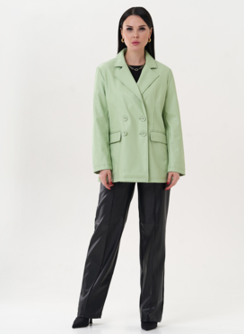 Пиджак из эко кожи с английским воротником