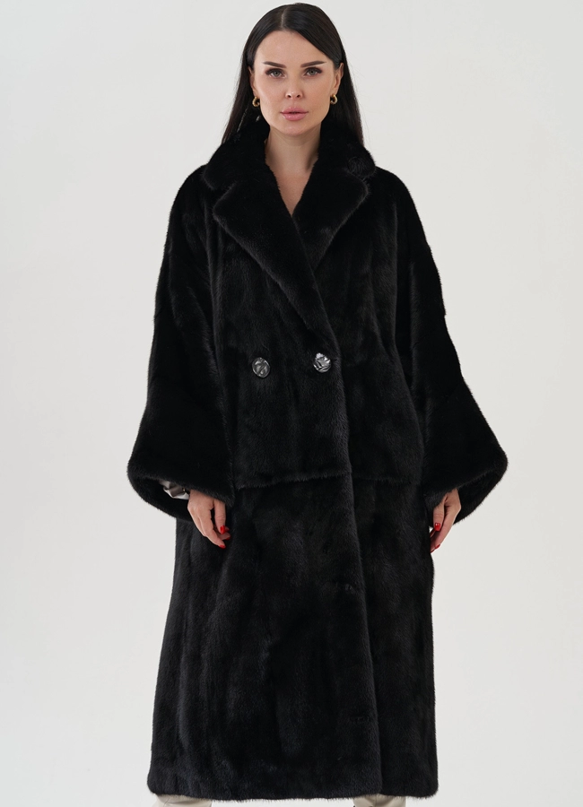 ​Норковая шуба из меха saga fur модель № 24964 меха малина