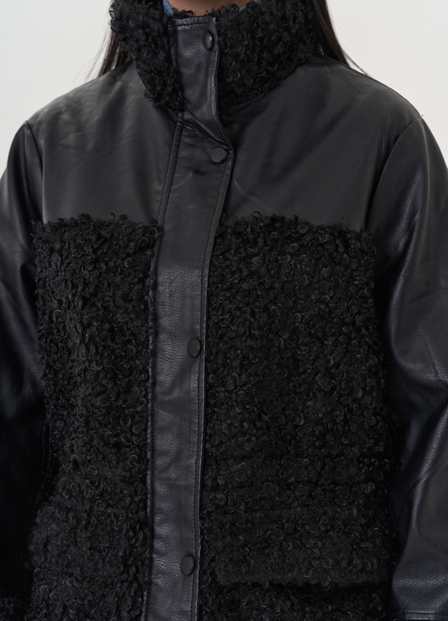 Комбинированный жакет с эко мехом модель № 26853 универмаг малина