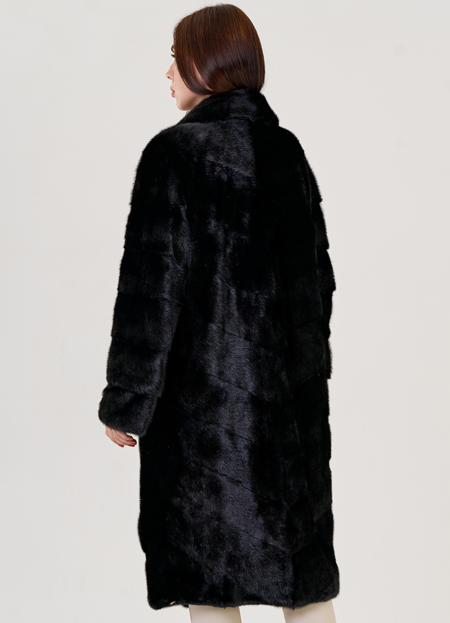 Длинная шуба из норки с английским воротником модель № 80031 в кредит