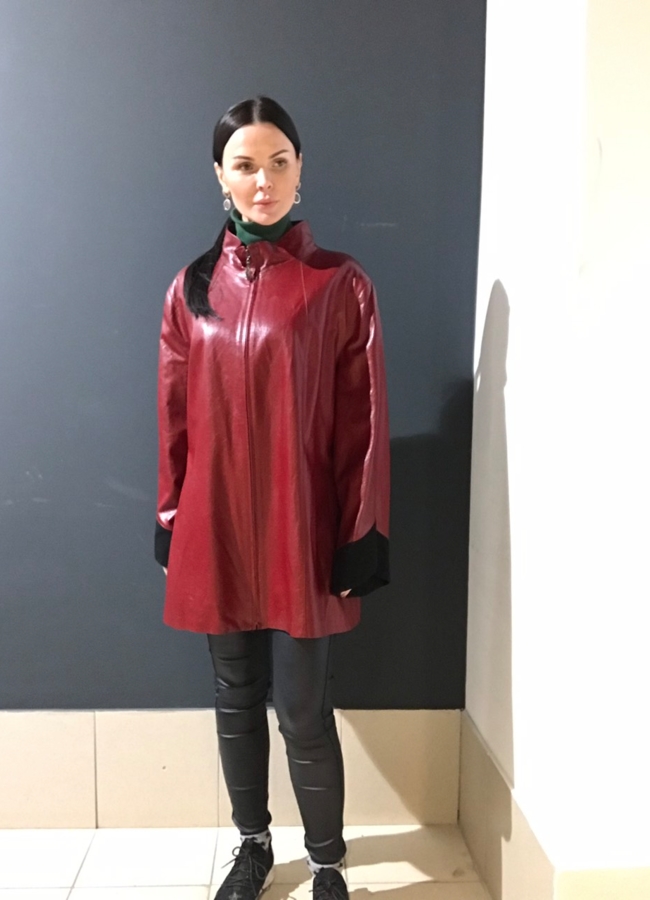 Плащ из эко кожи на молнии модель № 613 в кредит