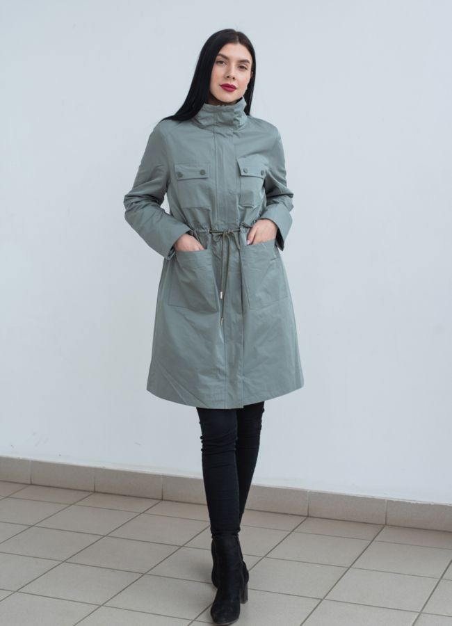 Плащ женский  модель № 22872 меха малина