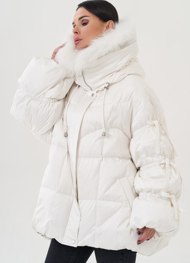 Женский пуховик с капюшоном  модель № 26077 в кредит