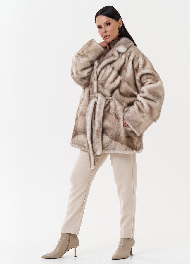 Женская норковая шуба с английским воротником модель № 27650 в рассрочку