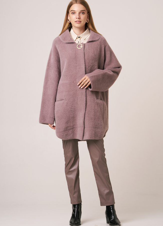 Женское полупальто из микроворса модель № 9826 универмаг малина