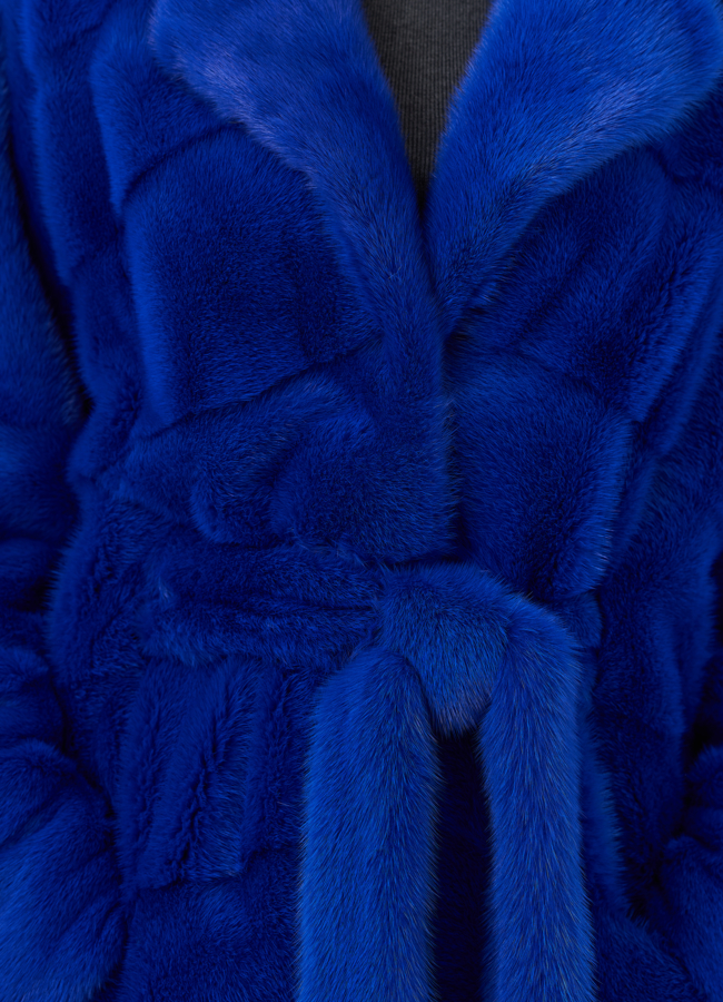 Шуба из норки синего цвета модель № 24705 в рассрочку