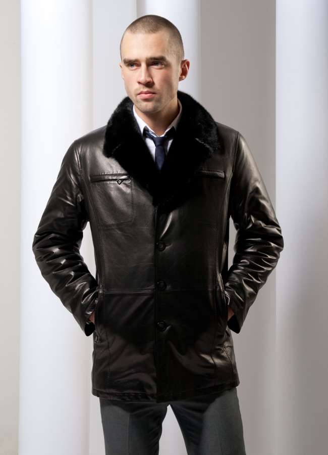 Дубленка модель № DM-11 меха малина