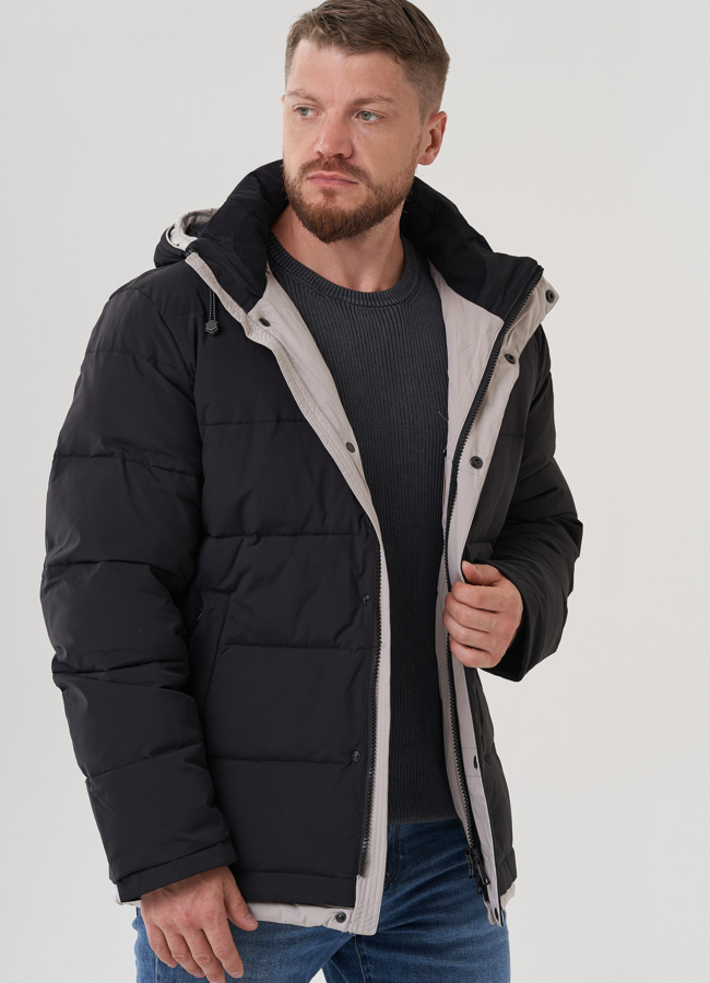 Мужской пуховик с капюшоном  модель № 81489 универмаг малина