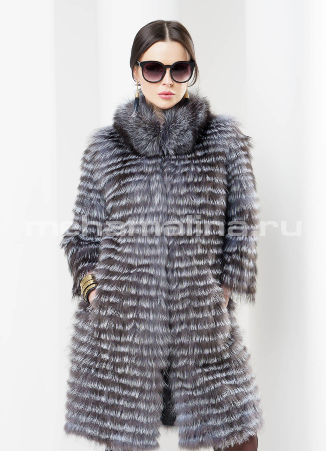 Облегченный жакет из чернобурки модель № M-100 меха малина