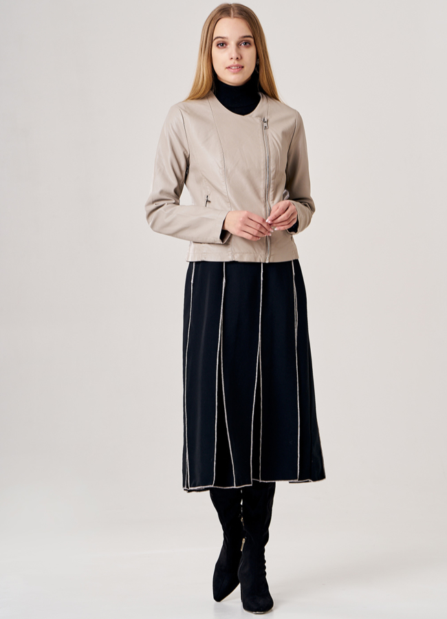 Куртка из эко кожи бежевого цвета модель № 20508 в кредит