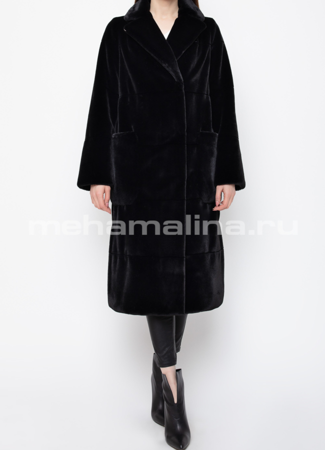 фото Искусственная шуба черного цвета модель № 751