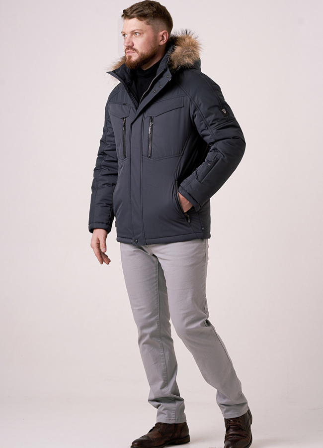 Пуховик прямой на молнии и кнопках с капюшоном модель № 0851 универмаг малина