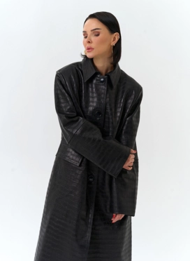 Женский плащ из натуральной кожи  фото