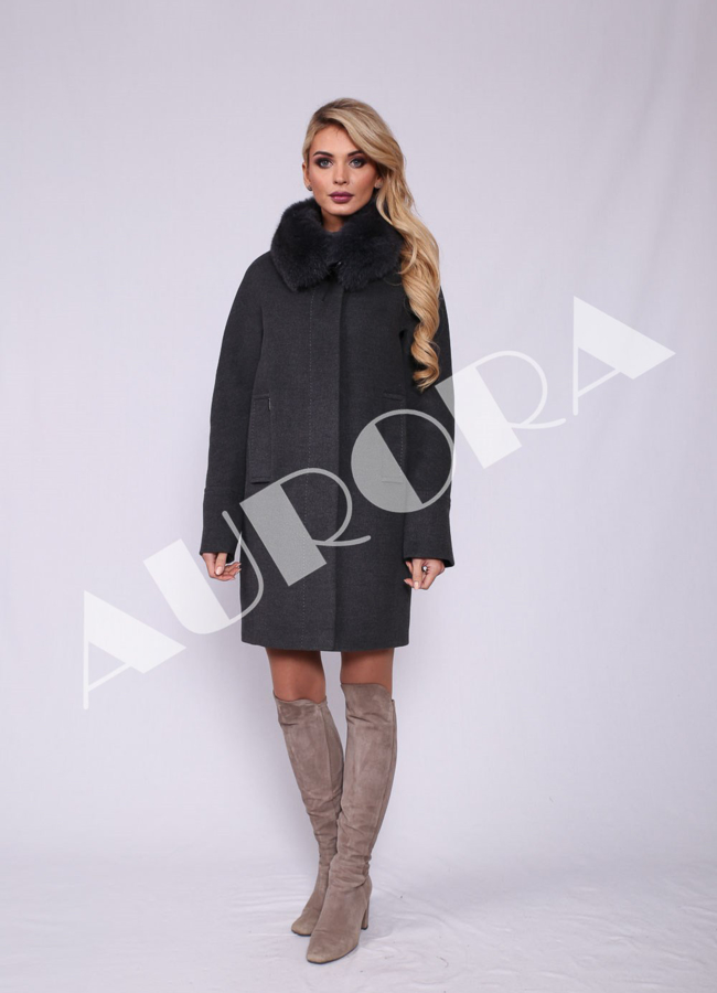 Утепленное пальто Aurora  модель № 309 меха малина