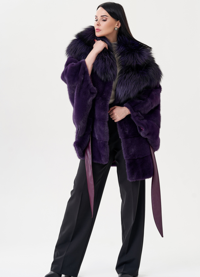Норковая шуба фиолетового цвета модель № 1600 универмаг малина