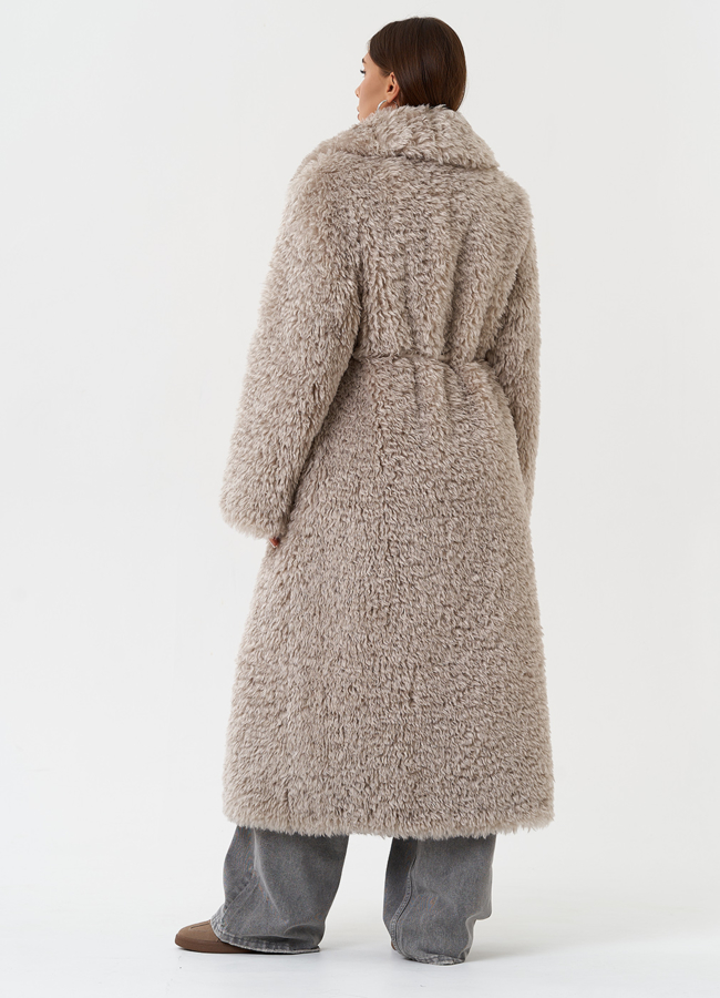 Длинная шуба под овчину с английским воротником модель № 28551 универмаг малина