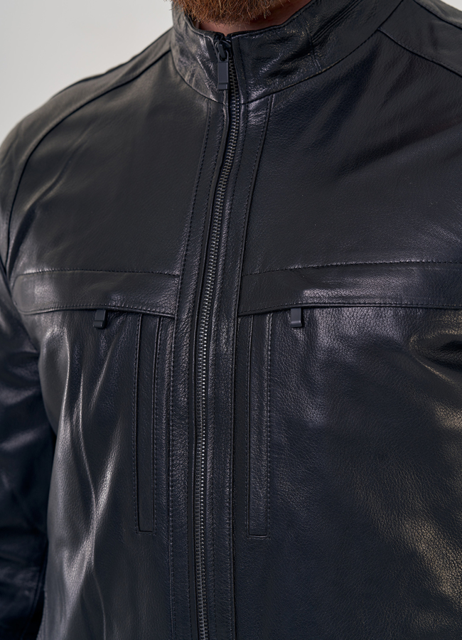 Мужская кожаная куртка  модель № 23143 универмаг малина