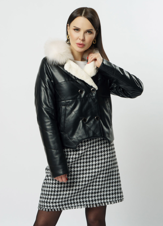 Черная куртка из искусственной кожи модель № 20542 универмаг малина