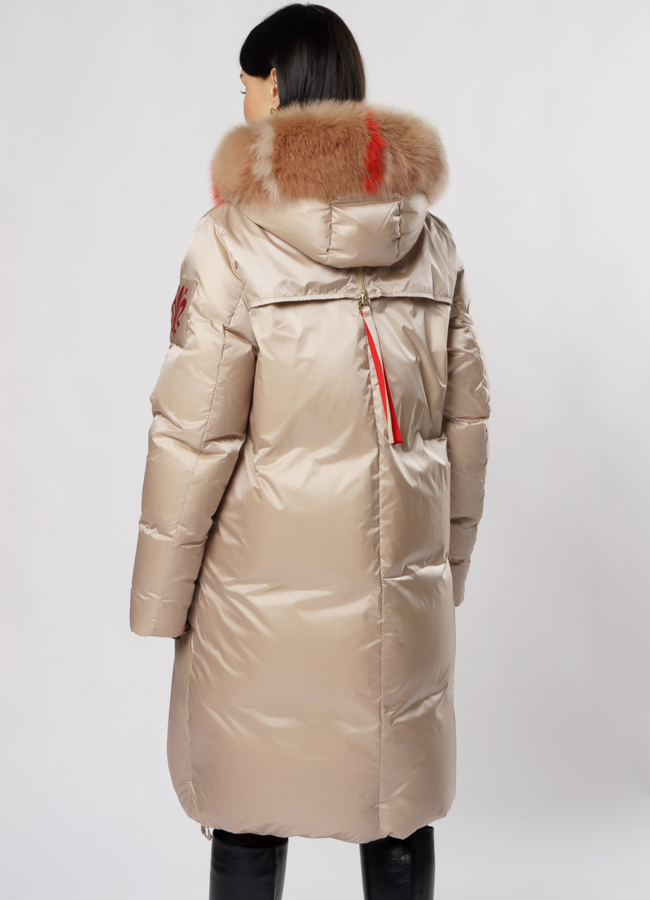 Светлый пуховик Florence Mode с капюшоном модель № 19СА-15 в рассрочку