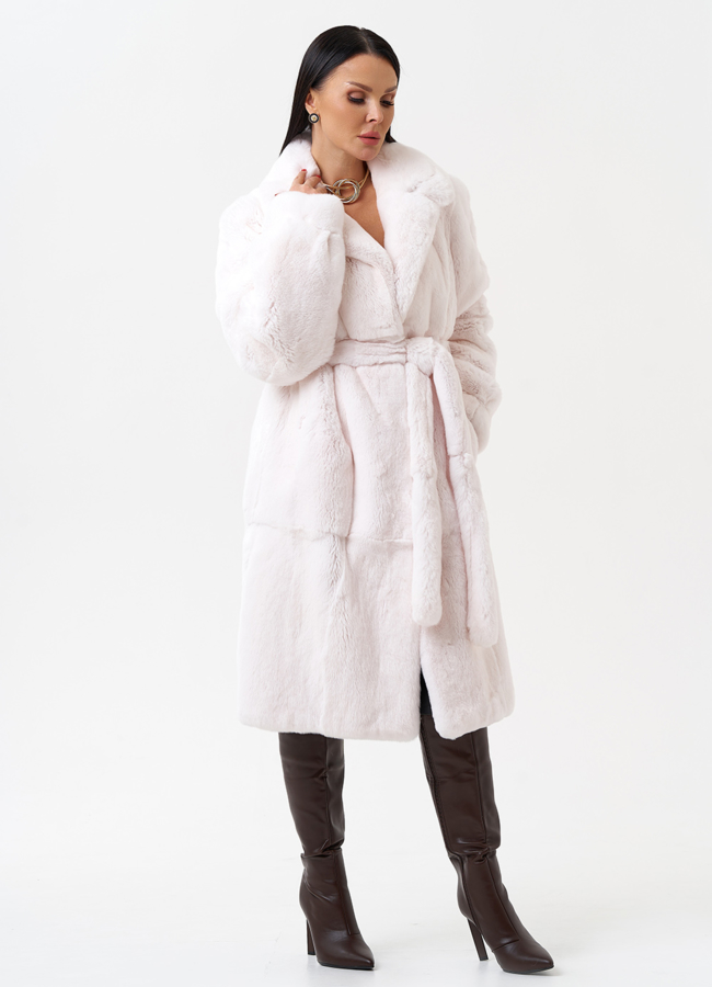 фото Шуба из меха кролика с английским воротником  модель № 28884