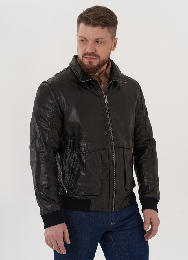 Мужской бомбер из натуральной кожи модель № W2265 в кредит