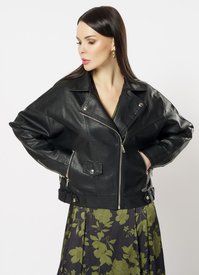 Куртка из эко кожи черного цвета модель № 163 универмаг малина