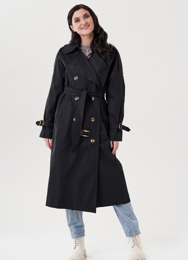 Женский плащ с английским воротником  модель № 24476 меха малина