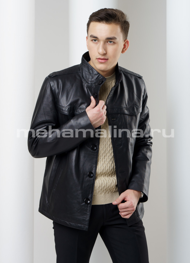 Кожаная куртка модель № KP-166 универмаг малина